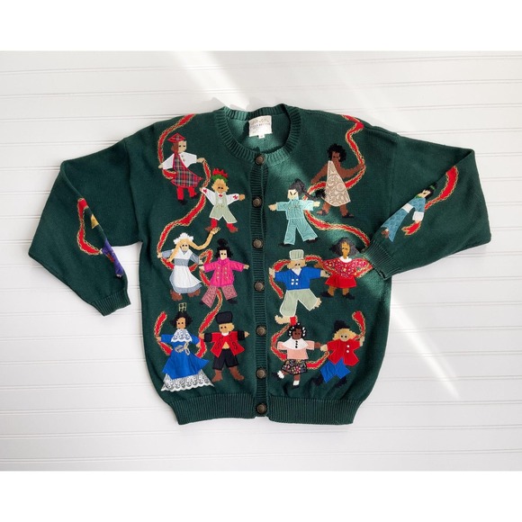 vtg Susan Bristol traditional folk clothing novelty embroidered cardigan sweater - Picture 2 of 6